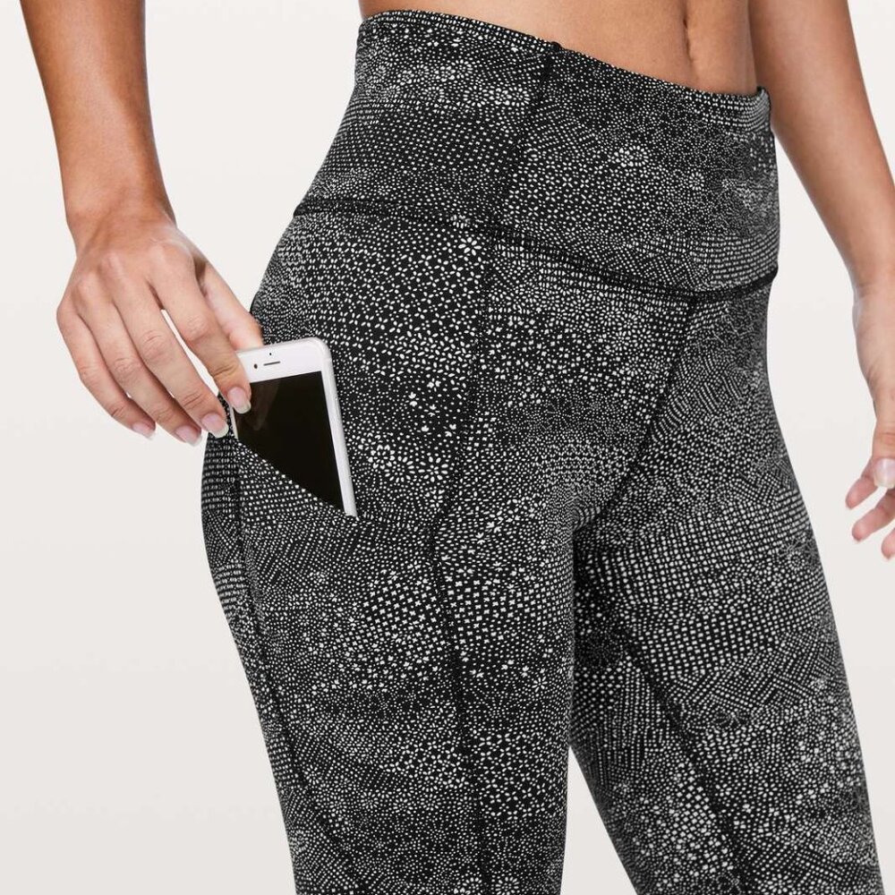 lululemon Fast and Free 7/8 Black and White Women's Leggings